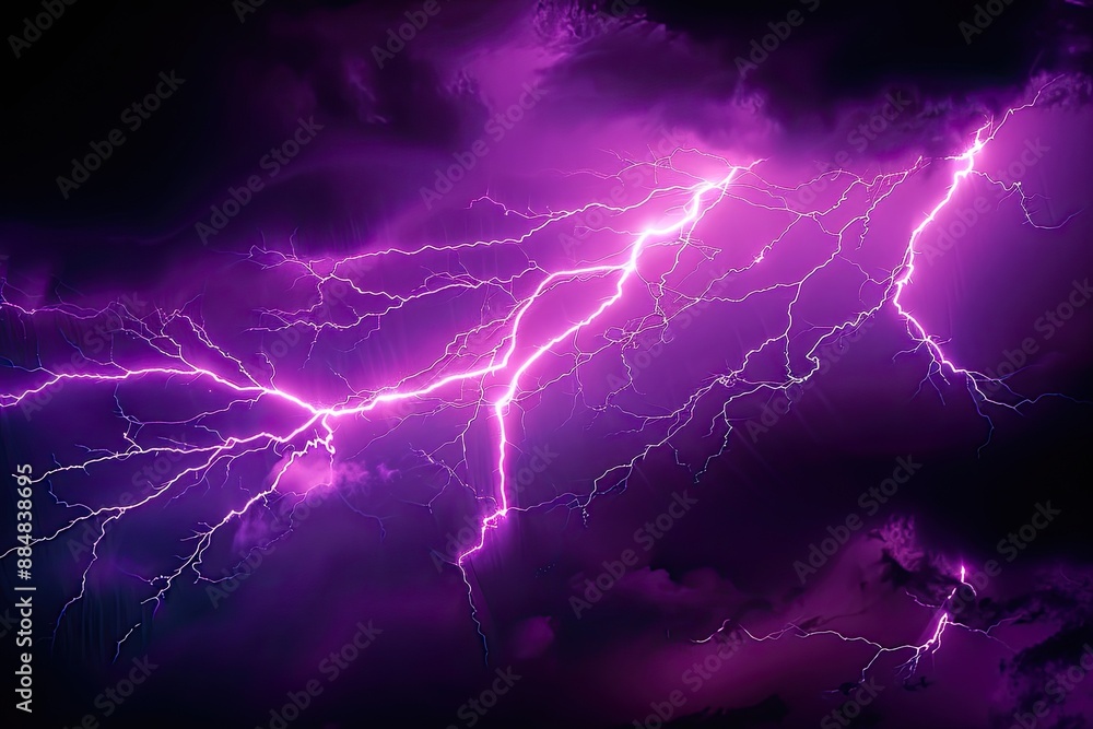 Fototapeta premium Forked lightning strikes during a powerful thunderstorm