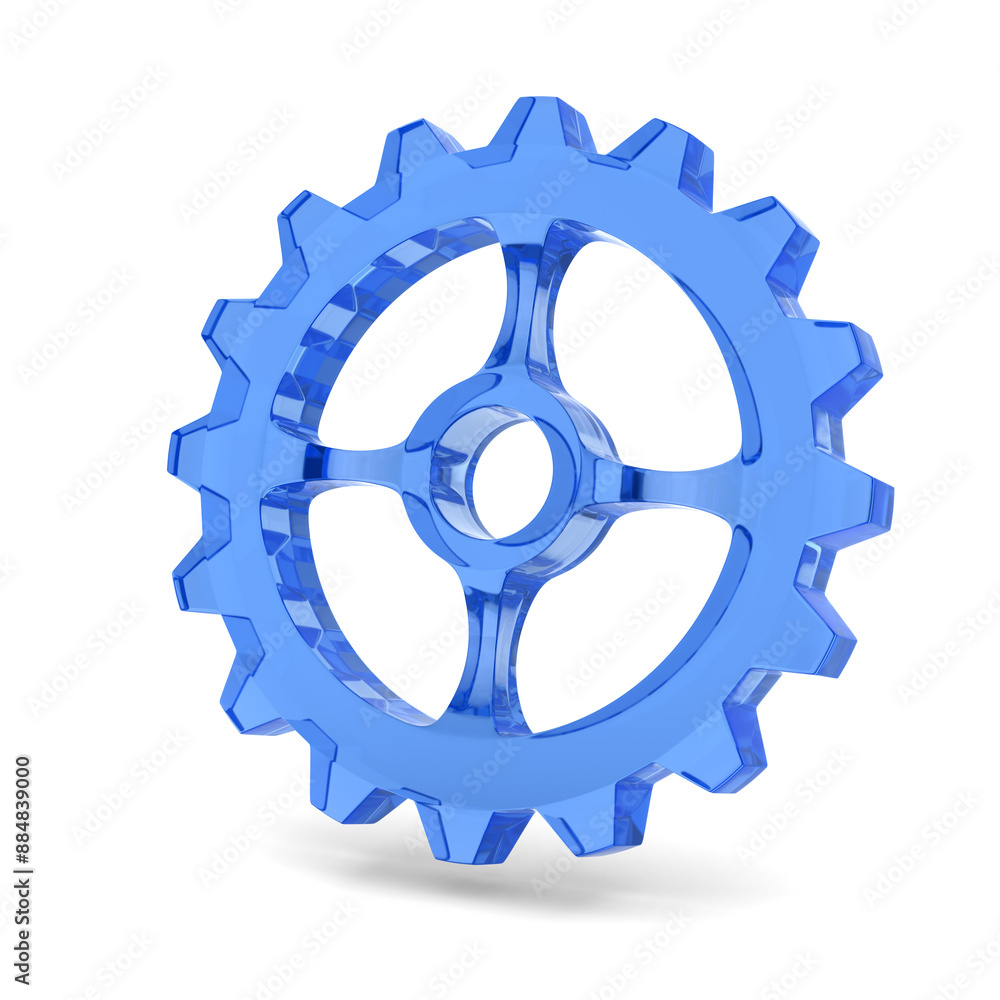 glass gear on white background. Isolated 3d illustration glass gear on white background. Isolated 3d illustration
