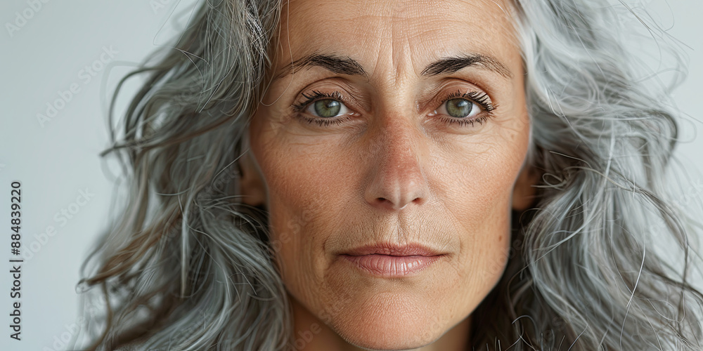 close up portrait of a senior woman with gray hair, generative AI close up portrait of a senior woman with gray hair, generative AI