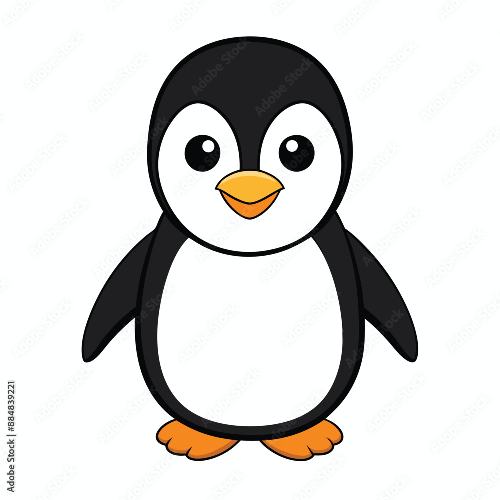 Obraz premium little penguin in white background isolated. penguin cartoon vector illustration