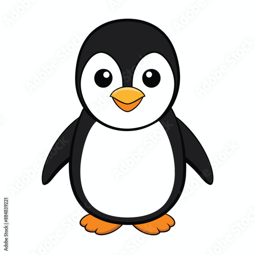 little penguin in white background isolated. penguin cartoon vector illustration