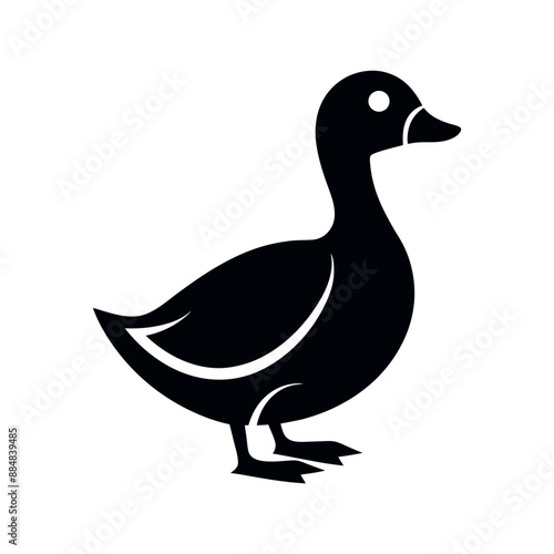 silhouette of a duck, minimalist design, black and white, side view, simple illustration, clean lines, isolated on white background
