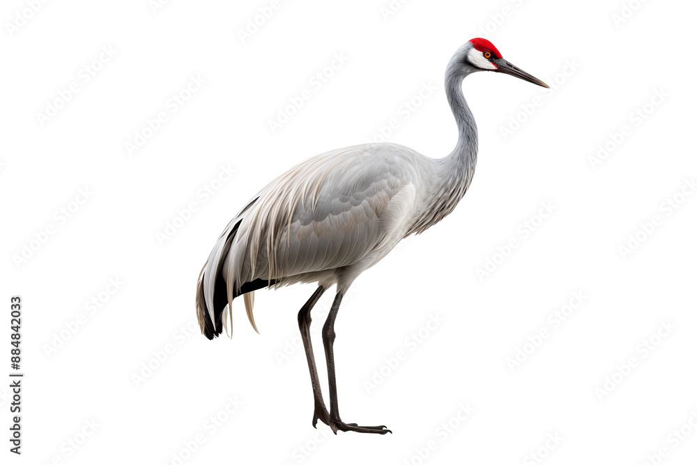 Elegant cranes bird isolated on transparent background with graceful long necks and detailed plumage, ideal for wildlife illustrations, educational materials Elegant cranes bird isolated on transparent background with graceful long necks and detailed plumage, ideal for wildlife illustrations, educational materials