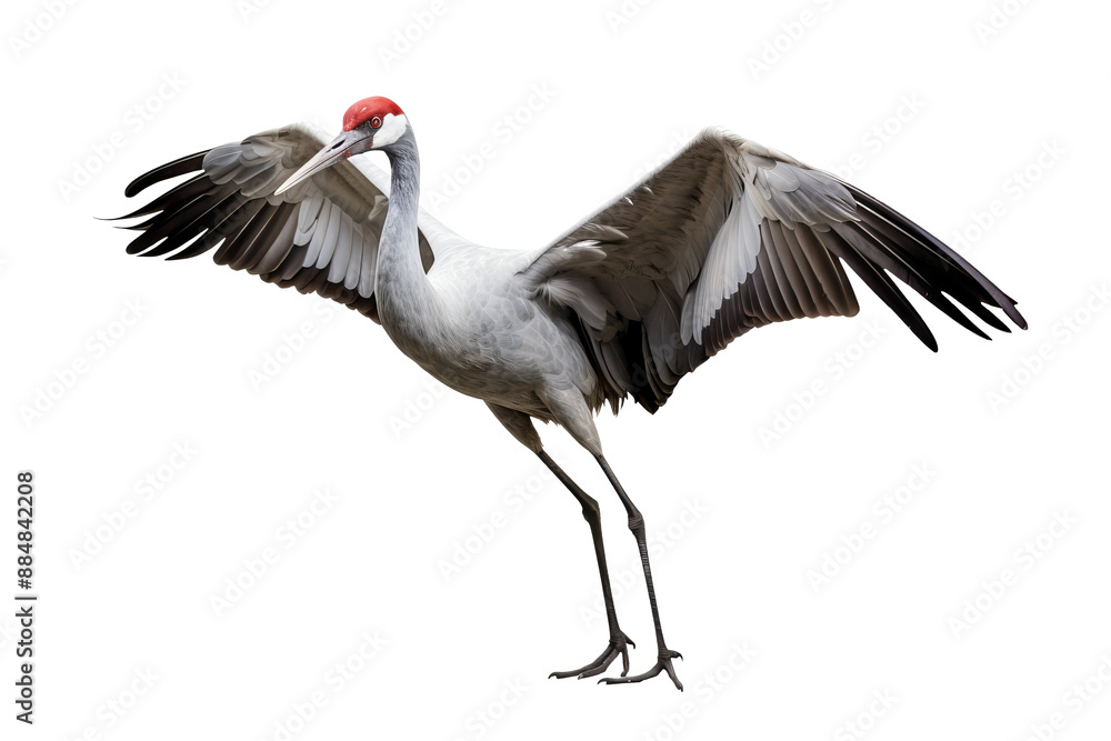 Elegant cranes bird isolated on transparent background with graceful long necks and detailed plumage, ideal for wildlife illustrations, educational materials Elegant cranes bird isolated on transparent background with graceful long necks and detailed plumage, ideal for wildlife illustrations, educational materials
