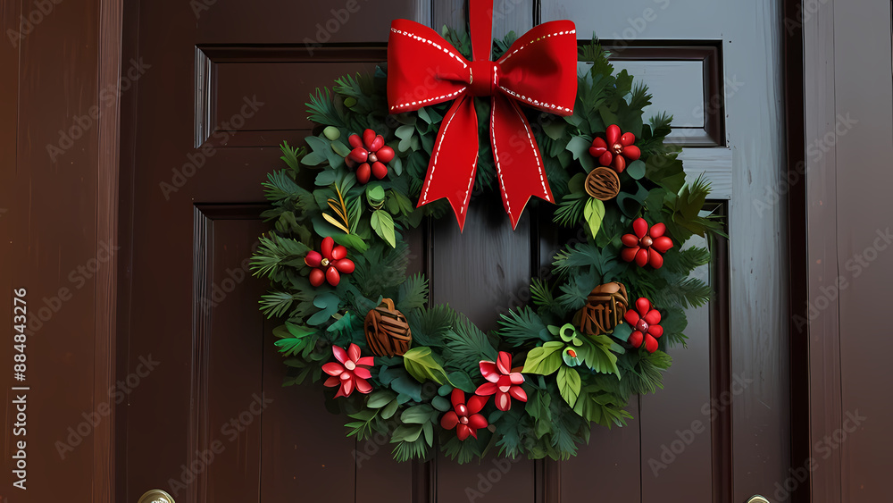 Christmas Wreath on front the door Christmas Wreath on front the door