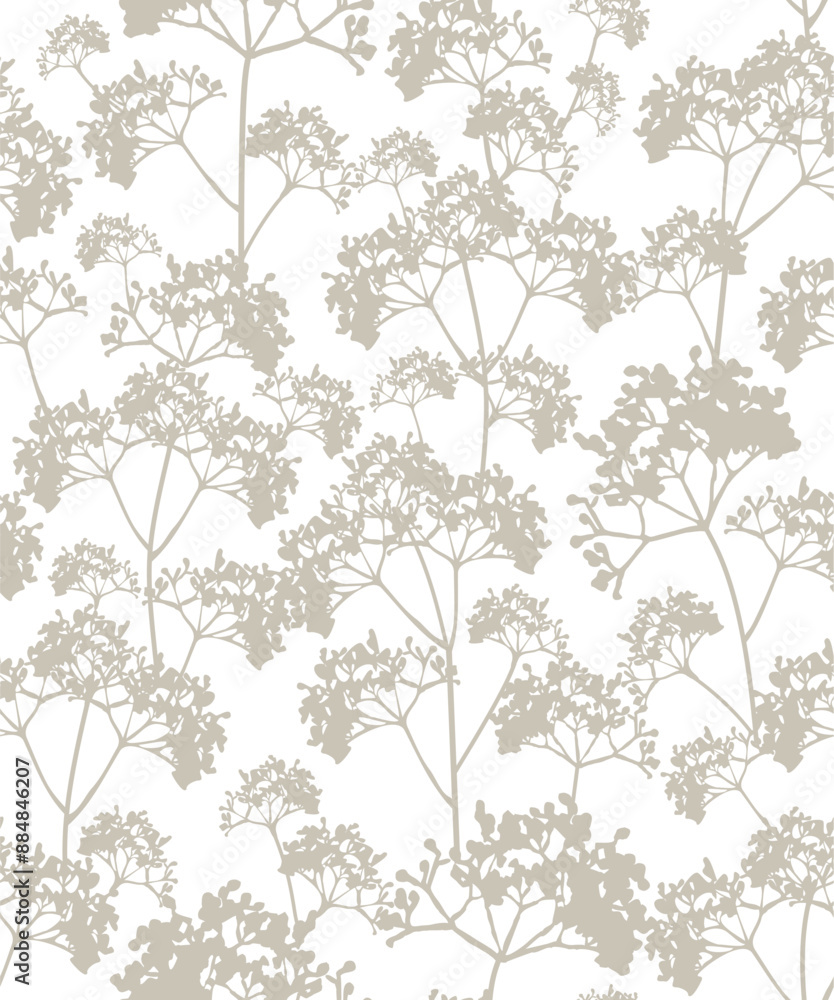 custom made wallpaper toronto digitalシームレスな植物のパターン(グレージュ)