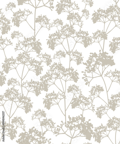 Wallpaper Mural シームレスな植物のパターン（グレージュ） Torontodigital.ca