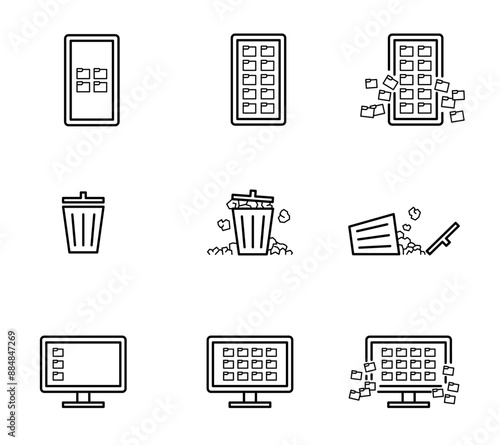 データの容量に関するシンプルなベクターアイコンイラストセット
