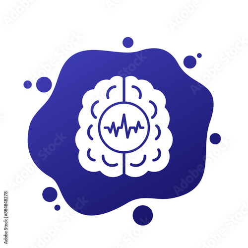 epilepsy icon with a brain, vector