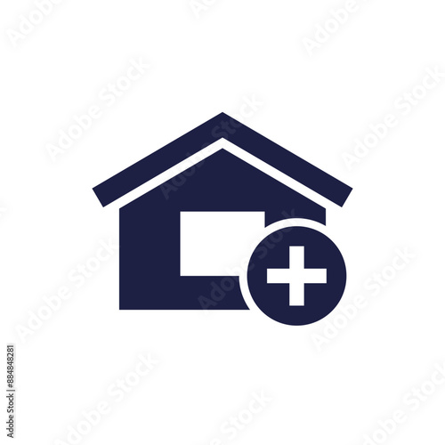 house extension icon, pictogram on white