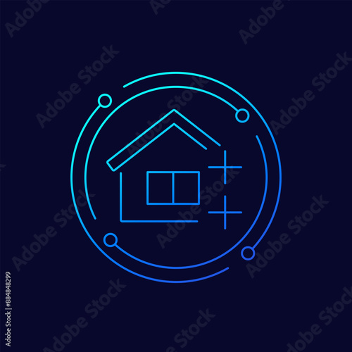 house extension icon, extend a home, linear design