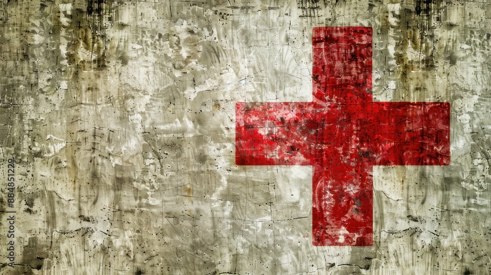 Red cross white grunge background Red cross white grunge background