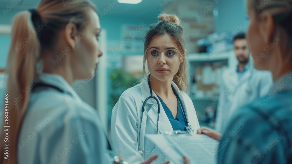 Medical team discussing a patient's symptoms of H Medical team discussing a patient's symptoms of H