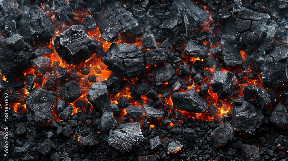 A close-up view of glowing embers and burning coals, with a mixture of bright flames and dark charcoal pieces, showcasing intense heat and energy. A close-up view of glowing embers and burning coals, with a mixture of bright flames and dark charcoal pieces, showcasing intense heat and energy.