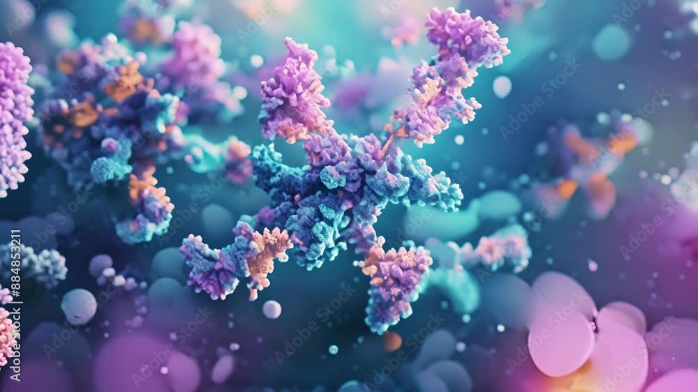 Highresolution image of a of antibodies encircling an antigen immobilizing it for destruction. Highresolution image of a of antibodies encircling an antigen immobilizing it for destruction.