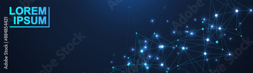 AI technology abstract background. AI generative art creative banner concept in the digital style. High tech poster with place for text. Futuristic design element.
