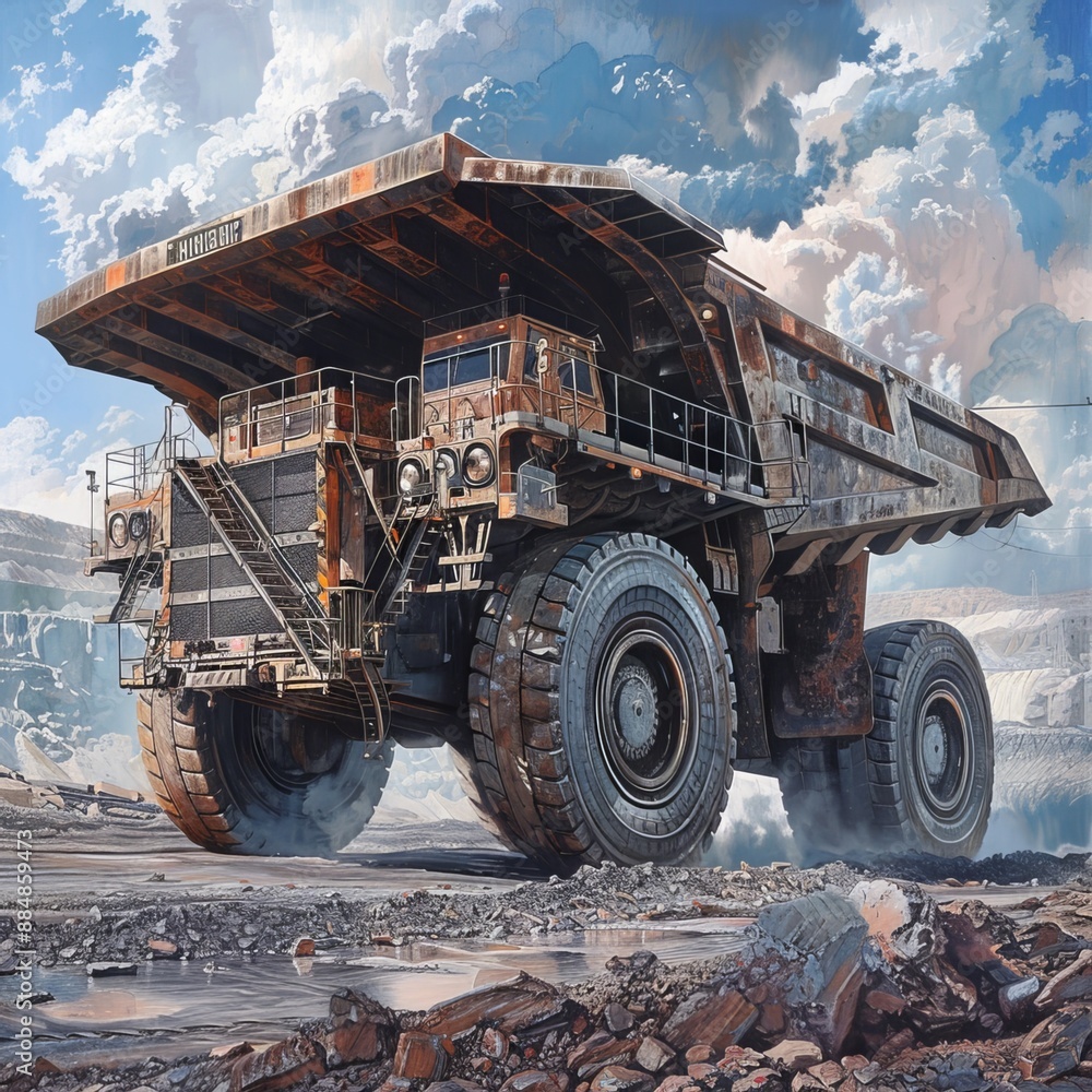 Obraz premium Workers extract coal in a coal mine. Generative AI