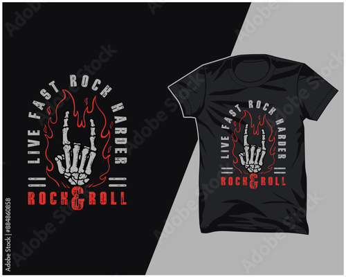 Hand Skeleton Rock and Roll t shirt design