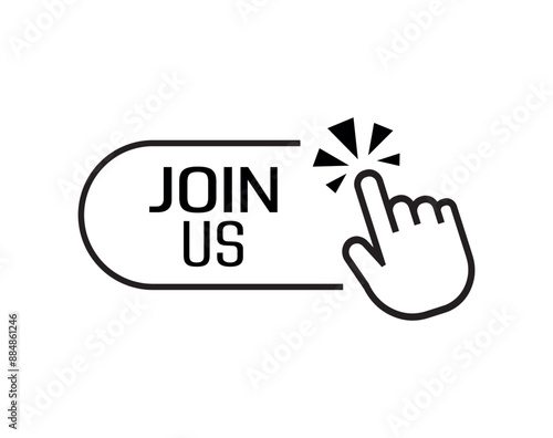 join us sign on white background	