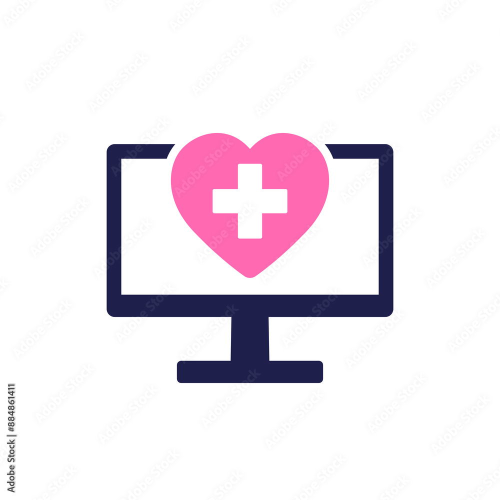 online medical services, telemedicine icon on white online medical services, telemedicine icon on white