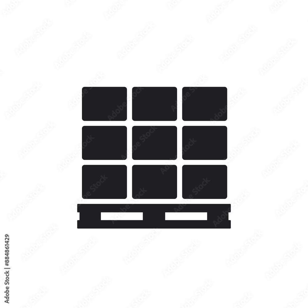 pallet and boxes icon, pictogram on white