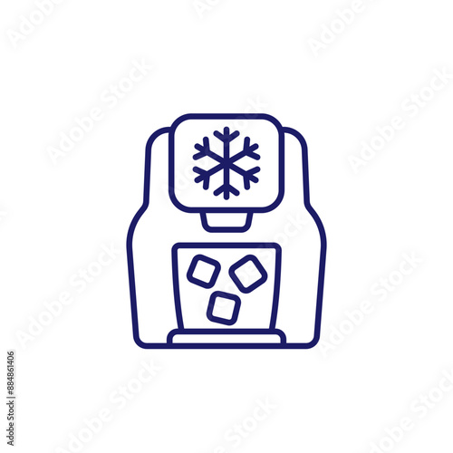 ice maker icon on white, ice machine line vector