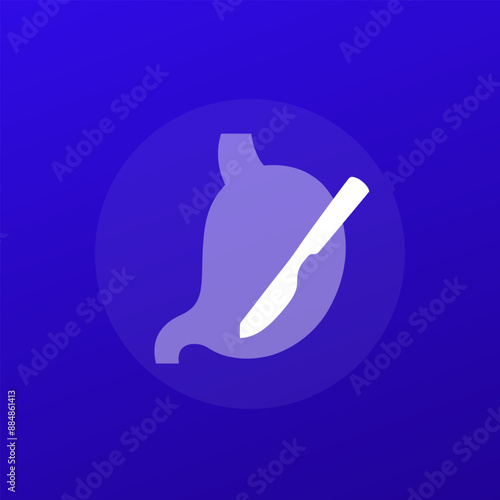 gastric surgery icon with stomach, transparent vector design