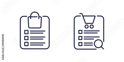 shopping list, orders line icons on white