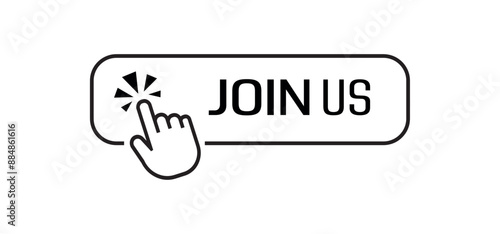 join us sign on white background	