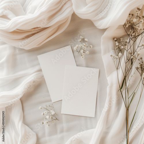 wedding invitation card, holiday post card mock up blank empty mockup, Blank white a5 flyer mock up set, square shape 