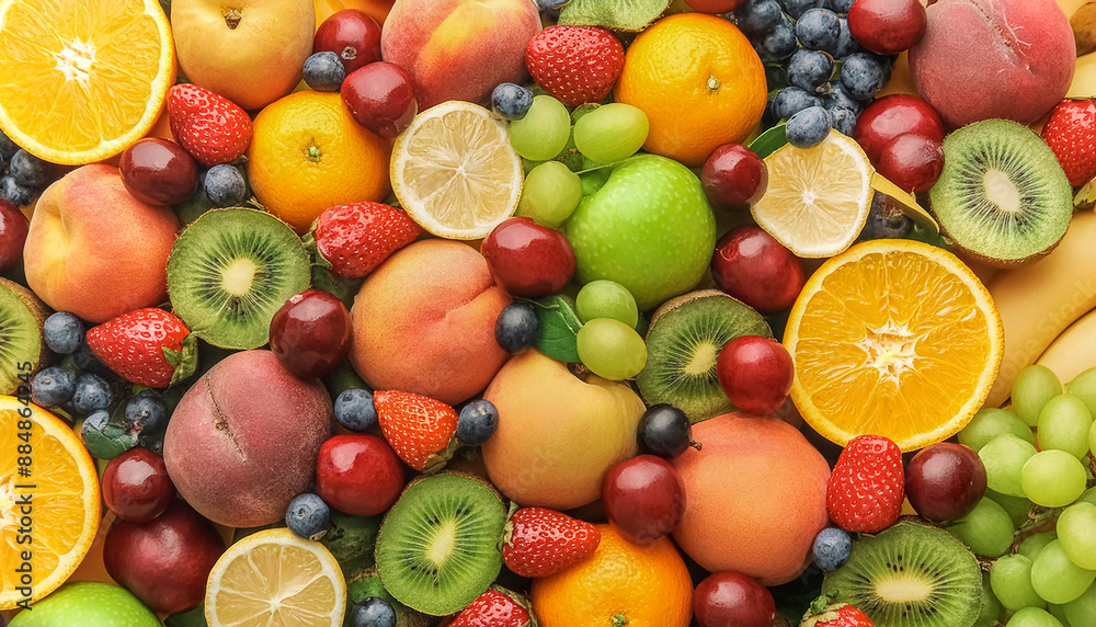 Beautiful close-up detail Assorted fruits and vegetables pattern texture background, Beautiful close-up detail Assorted fruits and vegetables pattern texture background,