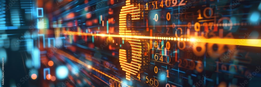 Digital Data Flow with Numbers and Lines Digital Data Flow with Numbers and Lines