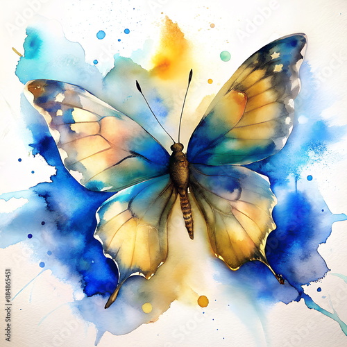 Butterfly watercolor isolated on white background close up. photo