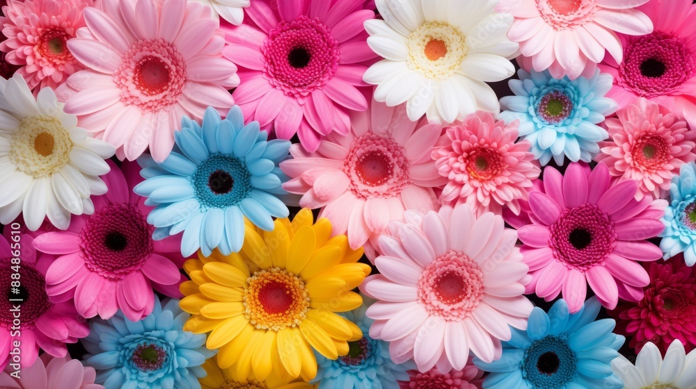Closeup of colorful beautiful blooming gerberas Closeup of colorful beautiful blooming gerberas