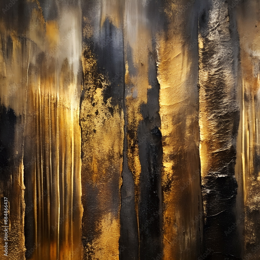 Naklejka premium Abstract painting art texture background black gold colors. Wall art