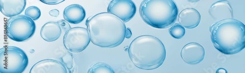Wallpaper Mural Many water bubbles in blue water close up, abstract water wave with bubbles in slow motion. Web banner backdrop Torontodigital.ca