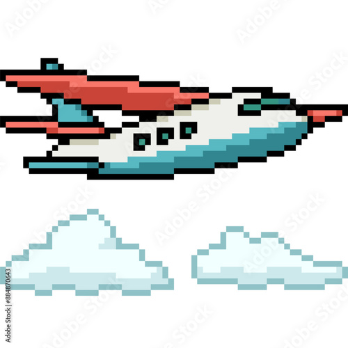 pixel art of private airplane fly