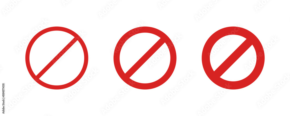 Stop, wrong, prohibit, deny red sign circle icons set isolated on white background vector illustration. Stop, wrong, prohibit, deny red sign circle icons set isolated on white background vector illustration.