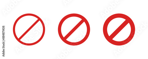 Stop, wrong, prohibit, deny red sign circle icons set isolated on white background vector illustration.