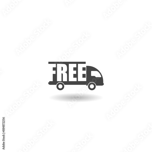 Free Delivery truck icon with shadow