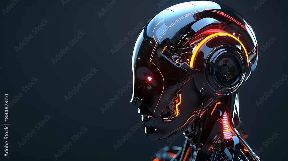 Futuristic Robot Head with Glowing Details Futuristic Robot Head with Glowing Details