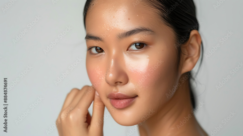 Fototapeta premium Close-Up Portrait of Young Asian Woman with Natural Beauty