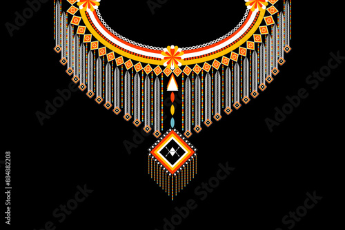 Geometric Necklace Ethnic traditional embroidery pattern.