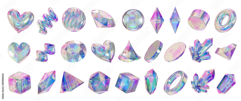 Heart and Gem holographic decoration set pack isolated background 3d rendering
Heart and Gem holographic decoration set pack isolated background 3d rendering