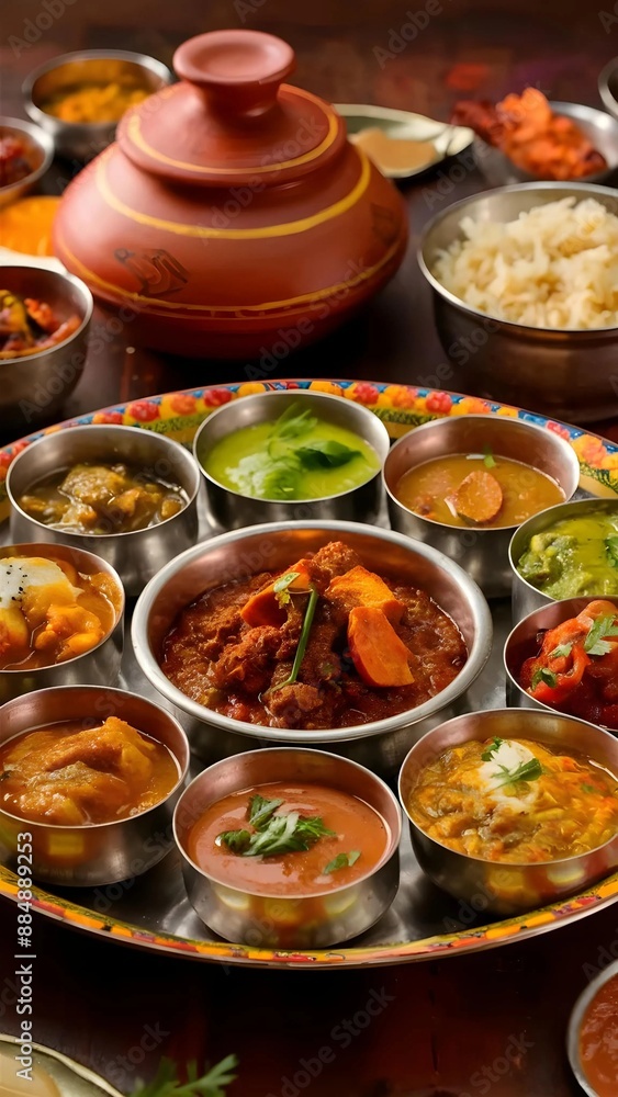 Traditional Indian Thali Meal with Assorted Dishes Traditional Indian Thali Meal with Assorted Dishes