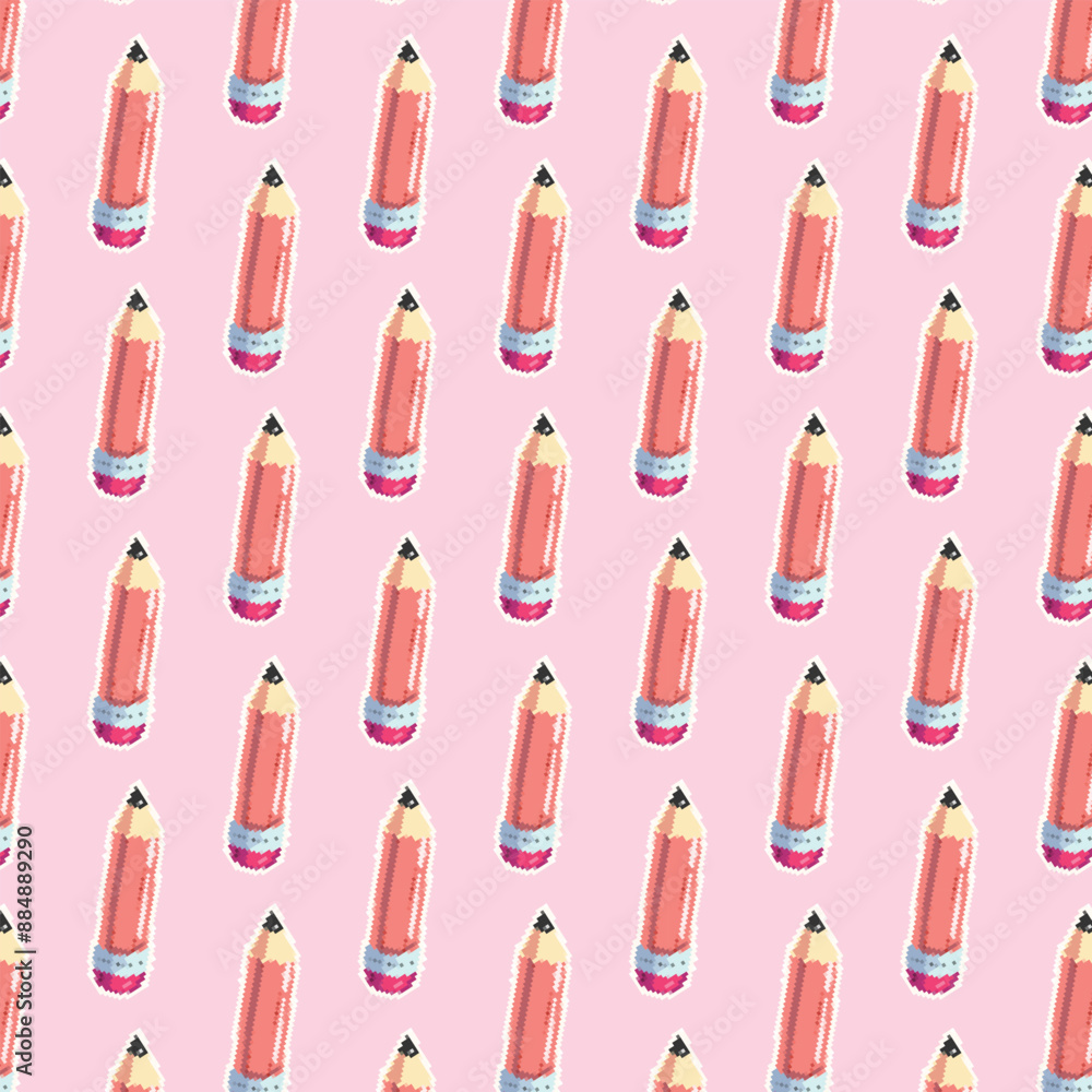School supplies in pixel art style School supplies in pixel art style