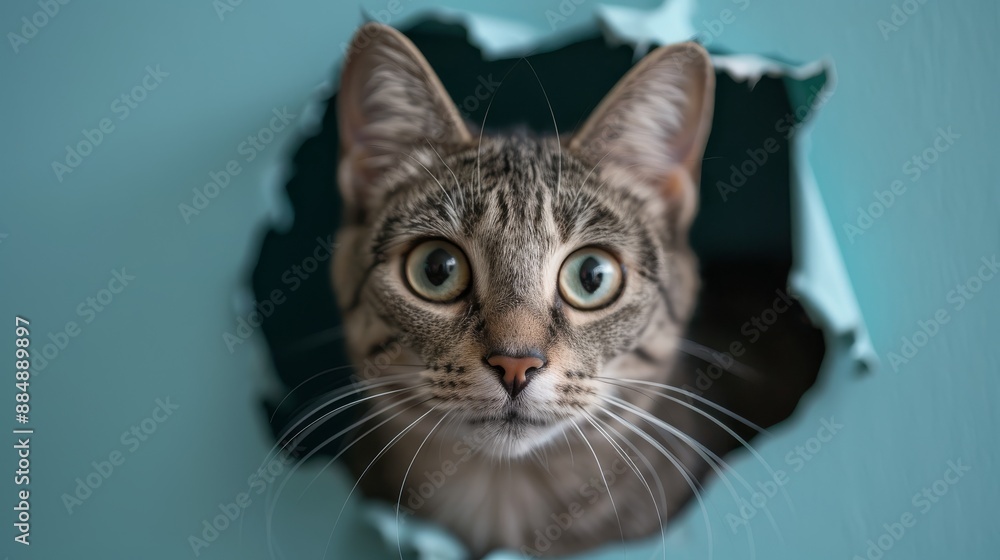 Cute kitten looking through hole in paper Playful and funny pets Available for advertisements, posters, sales, veterinary clinics. Cute kitten looking through hole in paper Playful and funny pets Available for advertisements, posters, sales, veterinary clinics.