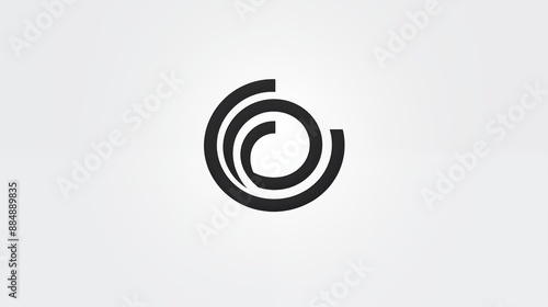 Abstract Circular Logo Design Featuring Black Curved Lines on White Background