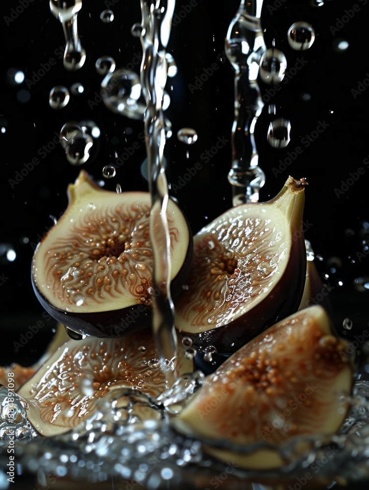 Close-Up Macroscopic Images of Fresh Figs with Water Droplets – High Resolution Close-Up Macroscopic Images of Fresh Figs with Water Droplets – High Resolution