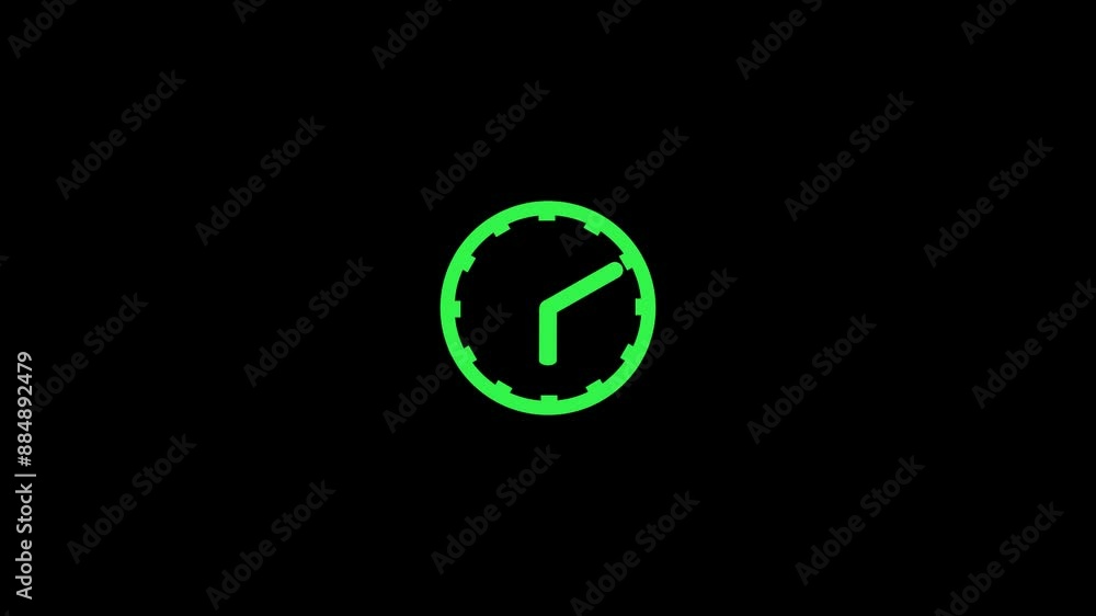 Clock icon with moving arrows in 12 hour loop. Stopwatch animation. Round clock with rotating animated arrows. Clock icon with moving arrows in 12 hour loop. Stopwatch animation. Round clock with rotating animated arrows.
